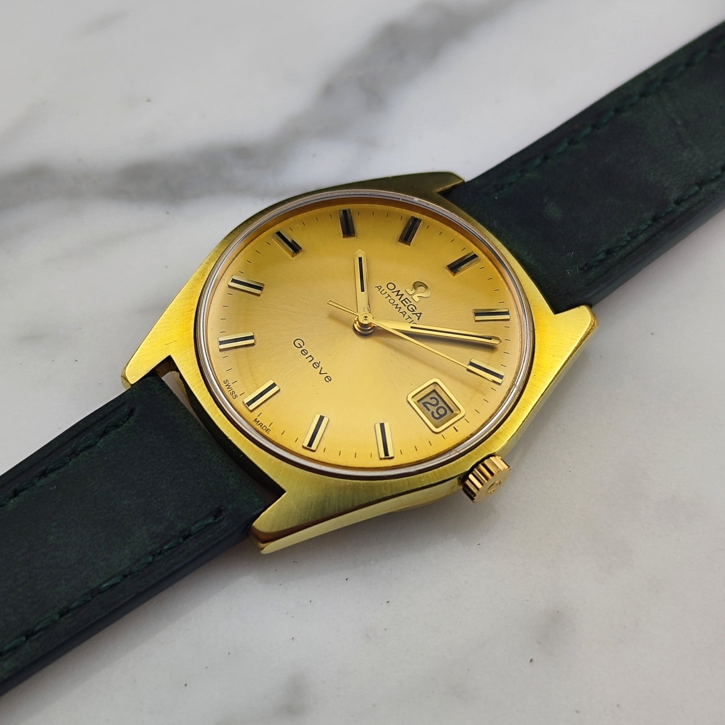 OMEGA Genéve Automatic Gold Dial Green Strap 1970 [REF. 166.041]
