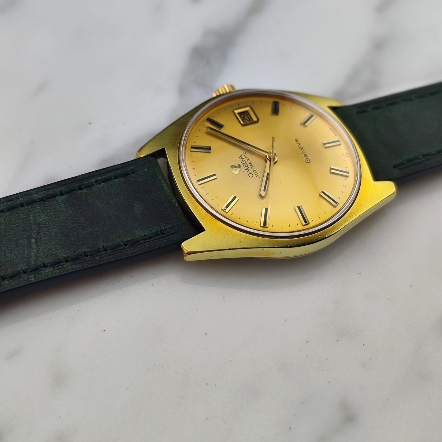 OMEGA Genéve Automatic Gold Dial Green Strap 1970 [REF. 166.041]
