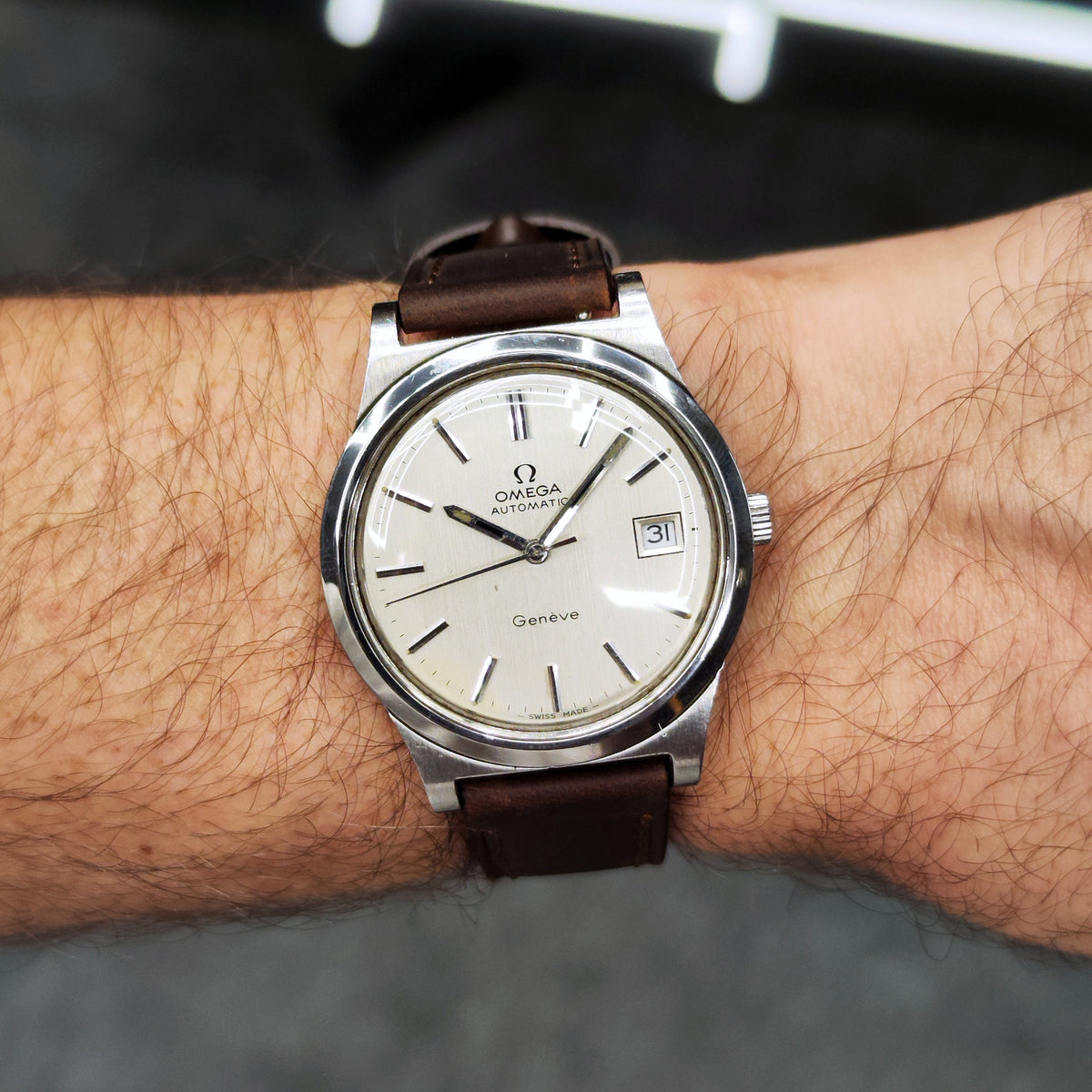 Omega Genéve Automatic Silver Dial Date 1974 Serviced 10/2026 – am Handgelenk