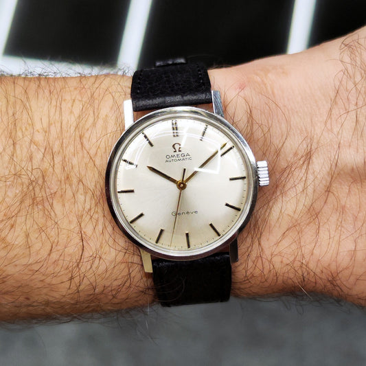 Omega Genéve Automatic Silver Gold Index Dial 1968 – Uhr am Handgelenk