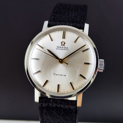 Omega Genéve Automatic Silver Gold Index Dial 1968 – Vorderansicht mit Zifferblatt