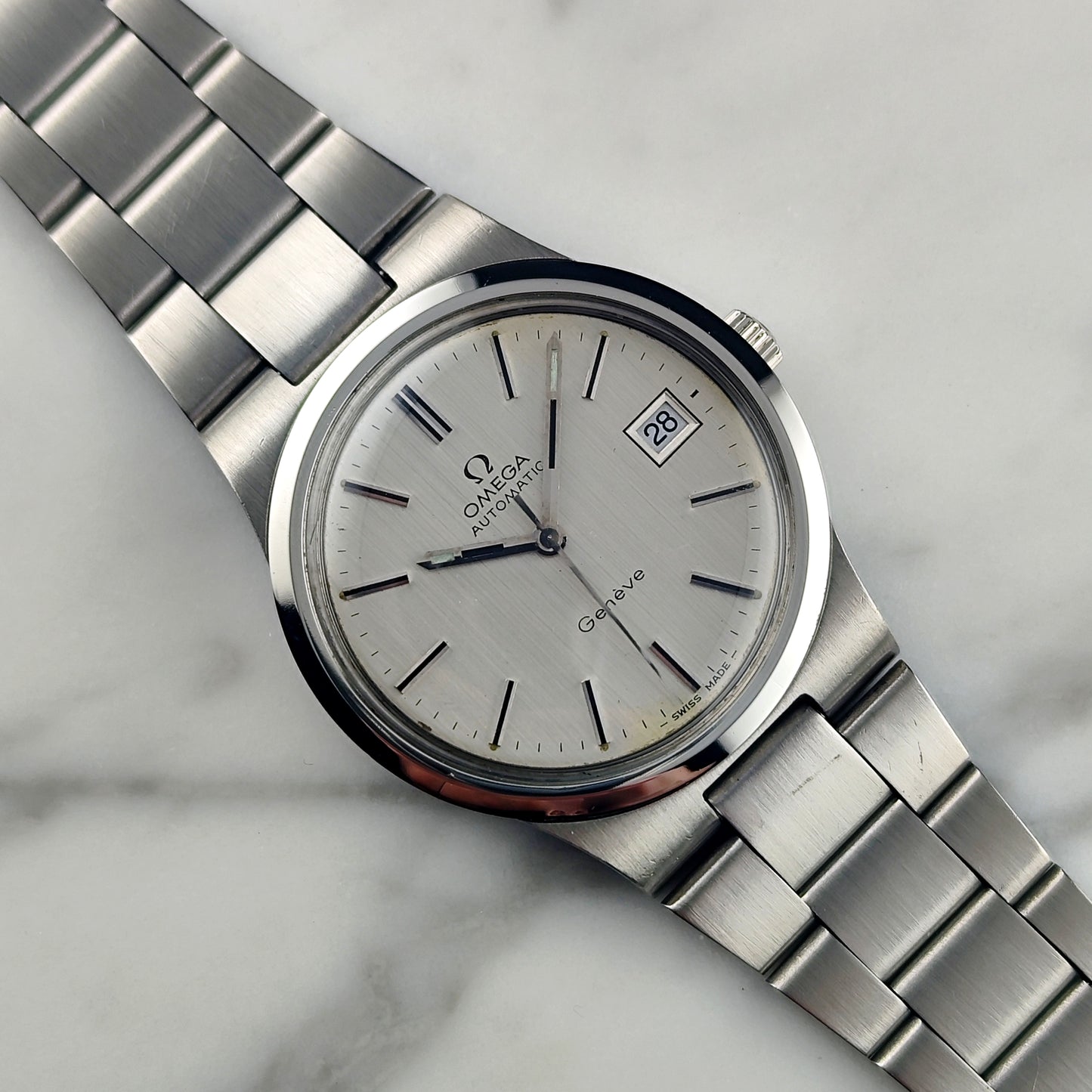 OMEGA Genéve Automatic Silver Line Date 1973 Serviced 03/2026 [REF. 166.0173]
