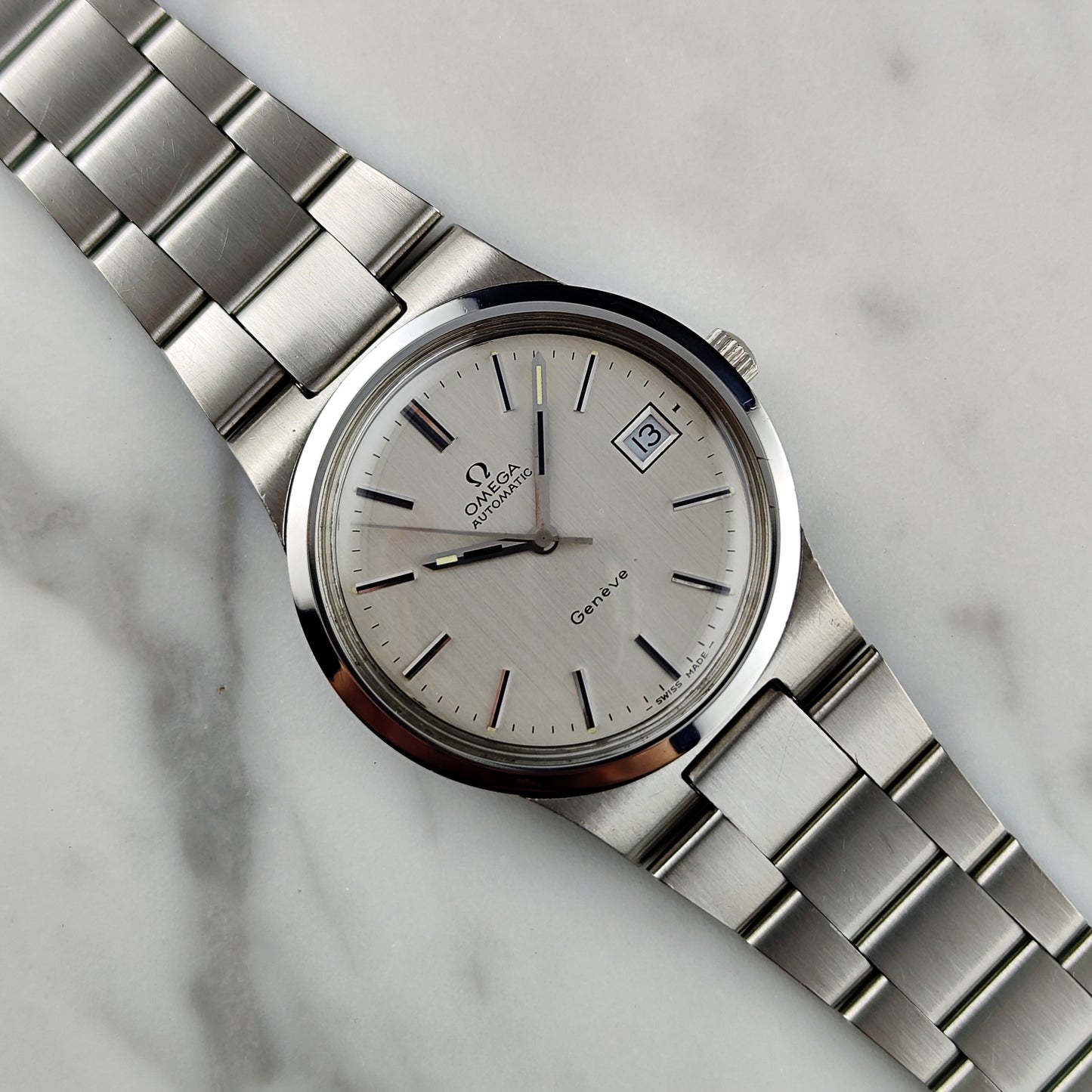 Omega Genéve Automatic Silver Linen Dial Steel Bracelet 1972 Serviced 08/2026 [REF. 166.0173]
