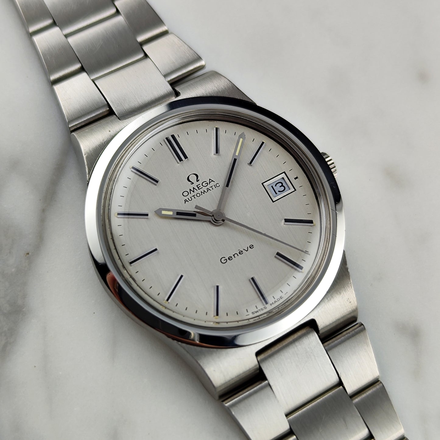 Omega Genéve Automatic Silver Linen Dial Steel Bracelet 1972 Serviced 08/2026 [REF. 166.0173]