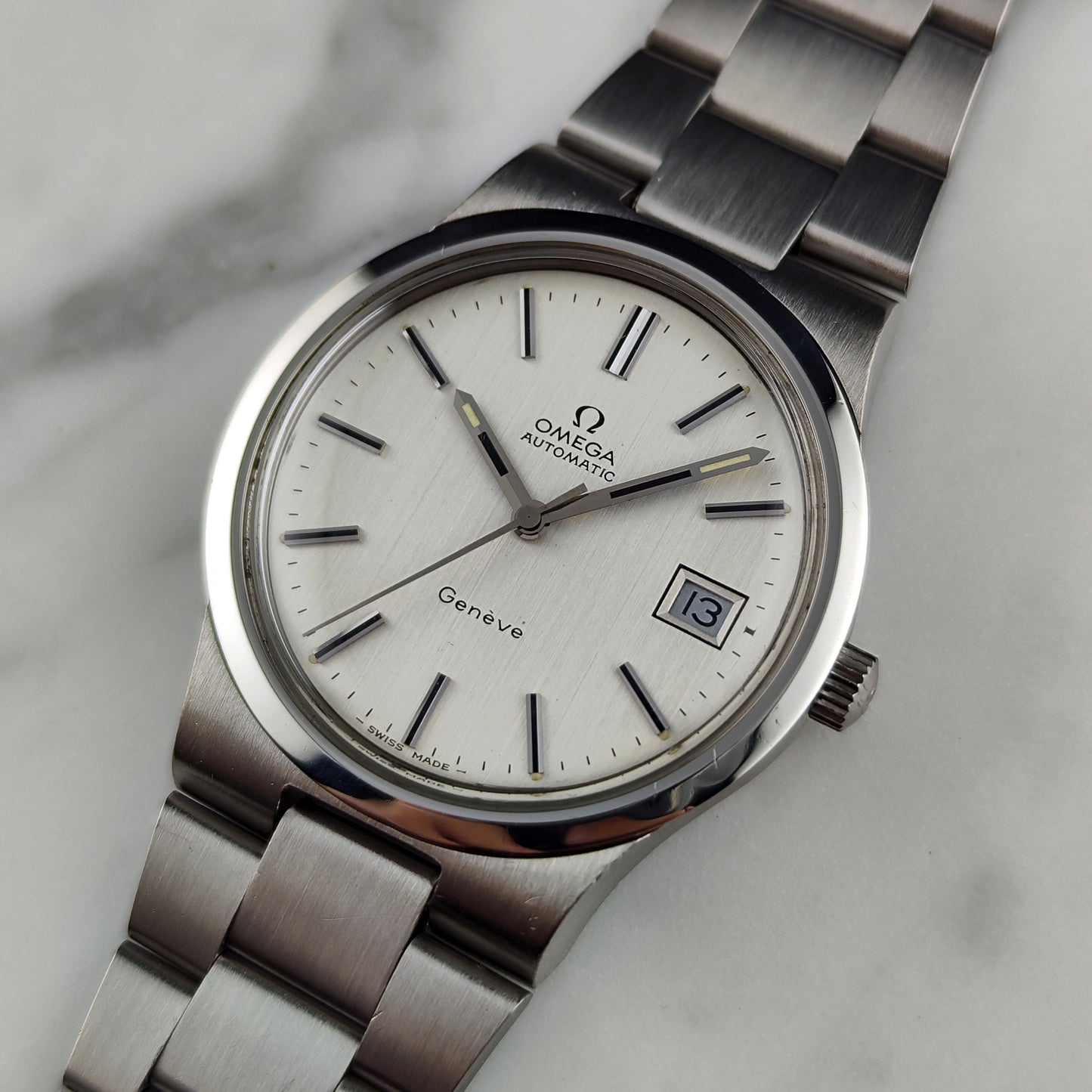 Omega Genéve Automatic Silver Linen Dial Steel Bracelet 1972 Serviced 08/2026 [REF. 166.0173]