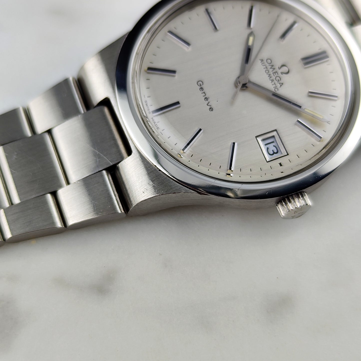 Omega Genéve Automatic Silver Linen Dial Steel Bracelet 1972 Serviced 08/2026 [REF. 166.0173]