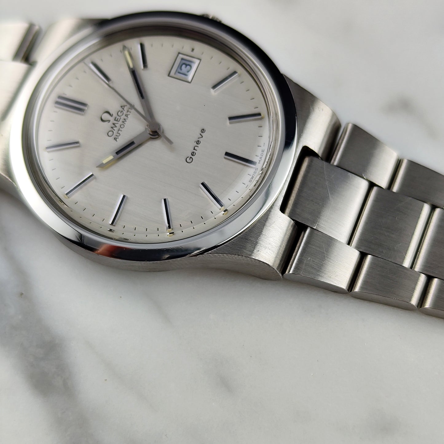 Omega Genéve Automatic Silver Linen Dial Steel Bracelet 1972 Serviced 08/2026 [REF. 166.0173]