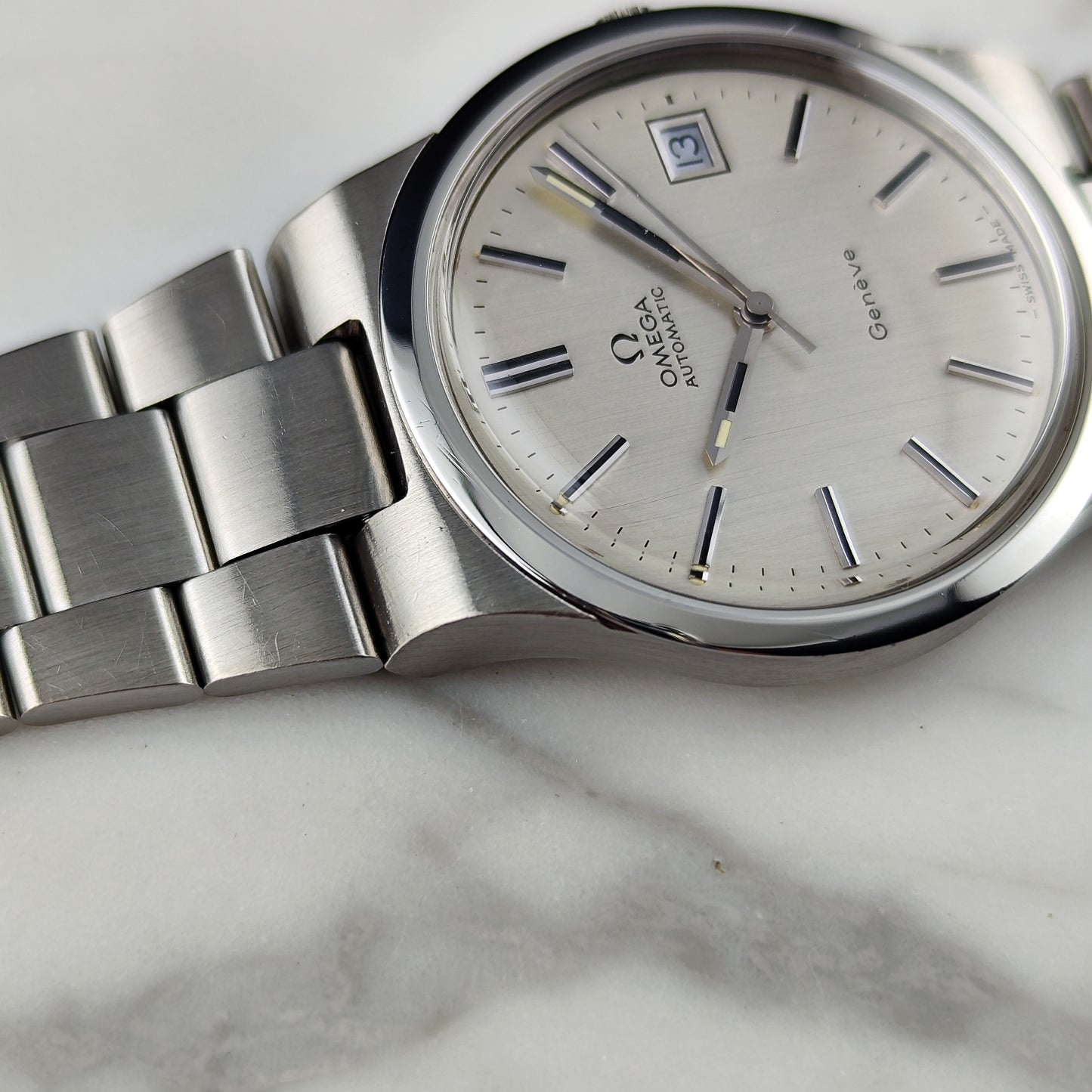 Omega Genéve Automatic Silver Linen Dial Steel Bracelet 1972 Serviced 08/2026 [REF. 166.0173]