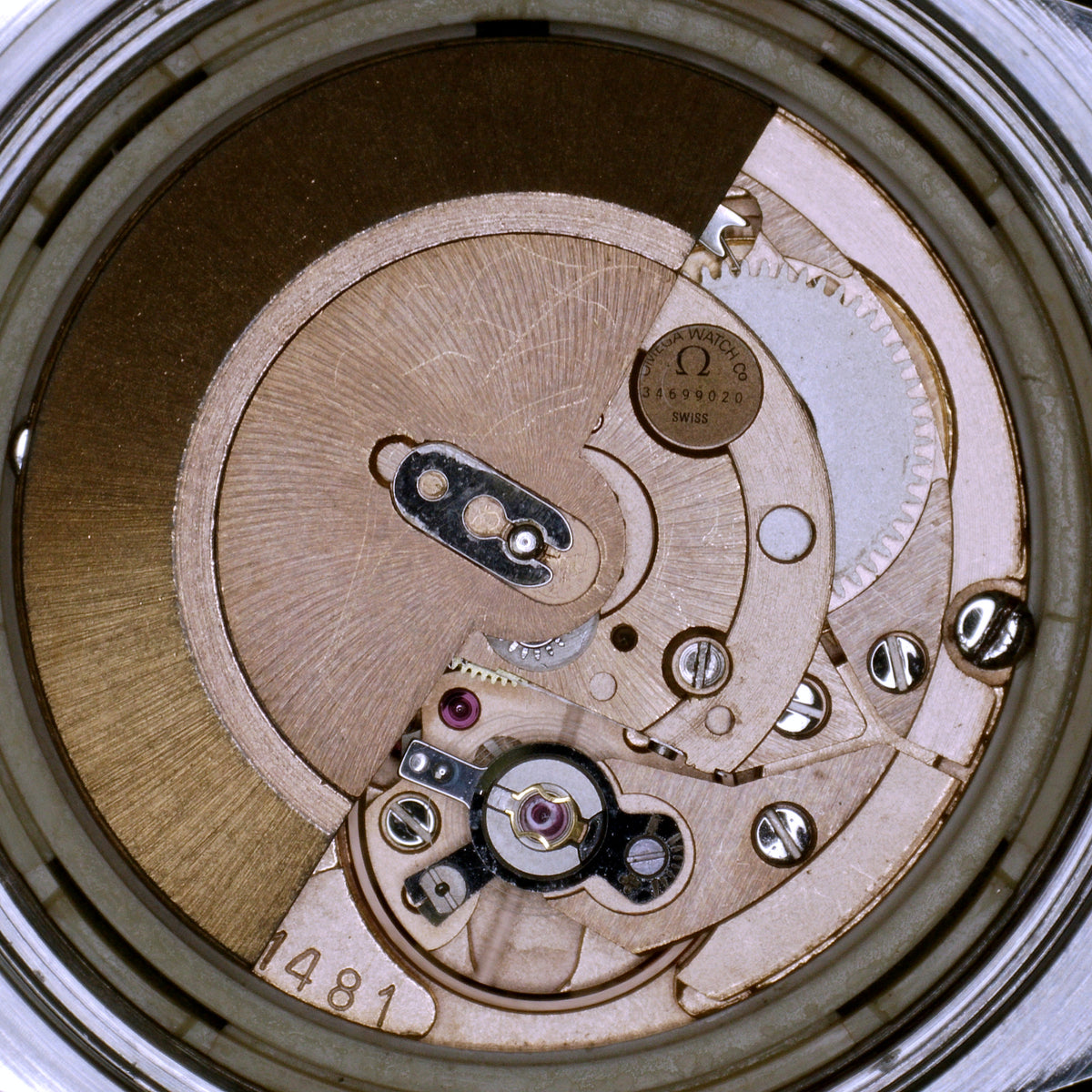 Omega Genéve Automatic Steel 1972 Dial Bracelet Serviced 10/2026 – Uhrwerk mit Rotor und Platine