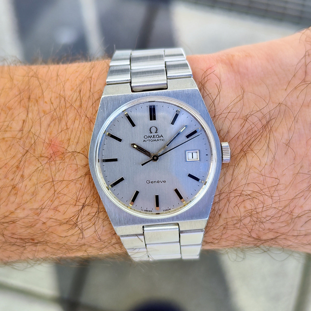Omega Genéve Automatic Steel 1972 Dial Bracelet Serviced 10/2026 – Am Handgelenk getragen