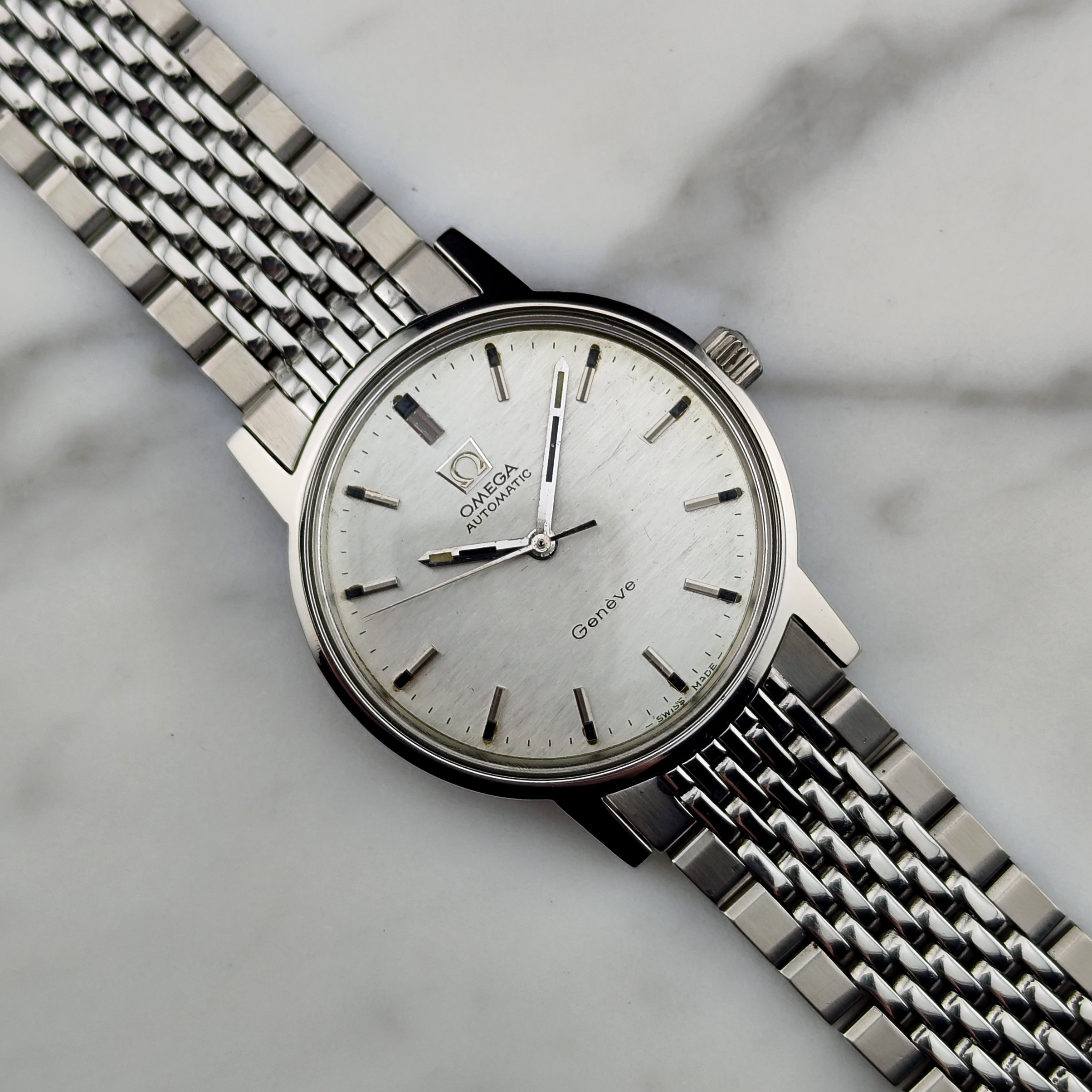 OMEGA Genève Automatic Rare White Mosaic Dial 1969 – Ref. 165.070