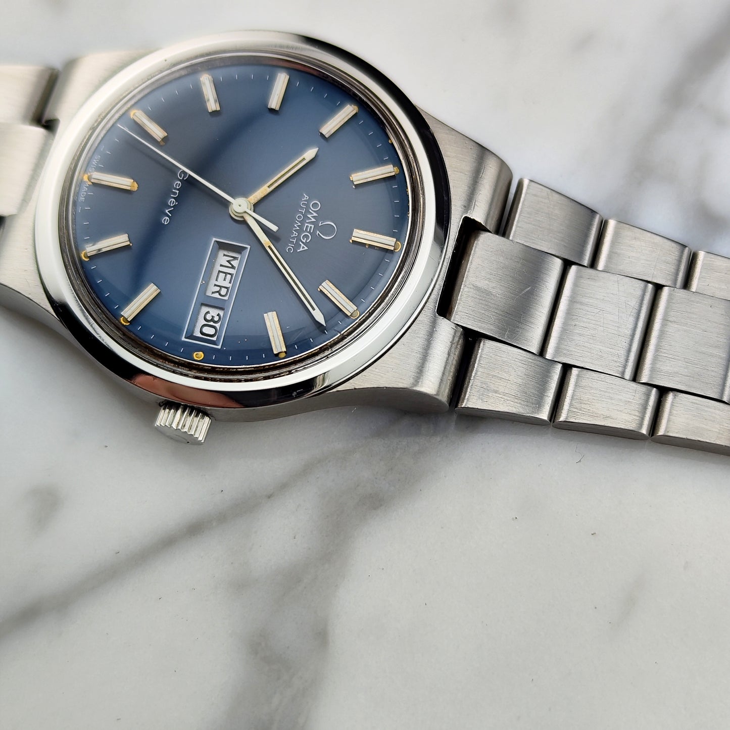 OMEGA Genéve France Day-Date Blue Dial Bracelet 1974 [REF. 166.0174]