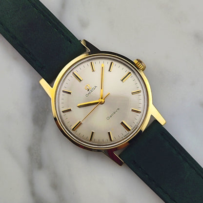 OMEGA Genéve Gold White Dial Green Strap Mint+ Serviced [REF. 135.070]