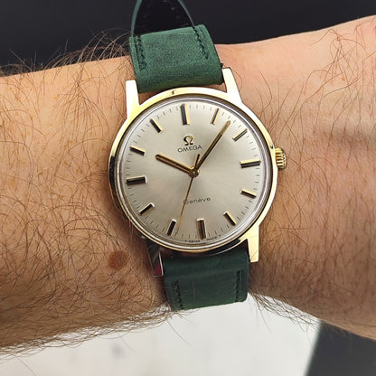 OMEGA Genéve Gold White Dial Green Strap Mint+ Serviced [REF. 135.070]