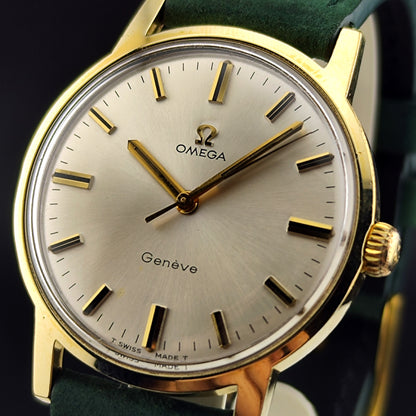OMEGA Genéve Gold White Dial Green Strap Mint+ Serviced [REF. 135.070]