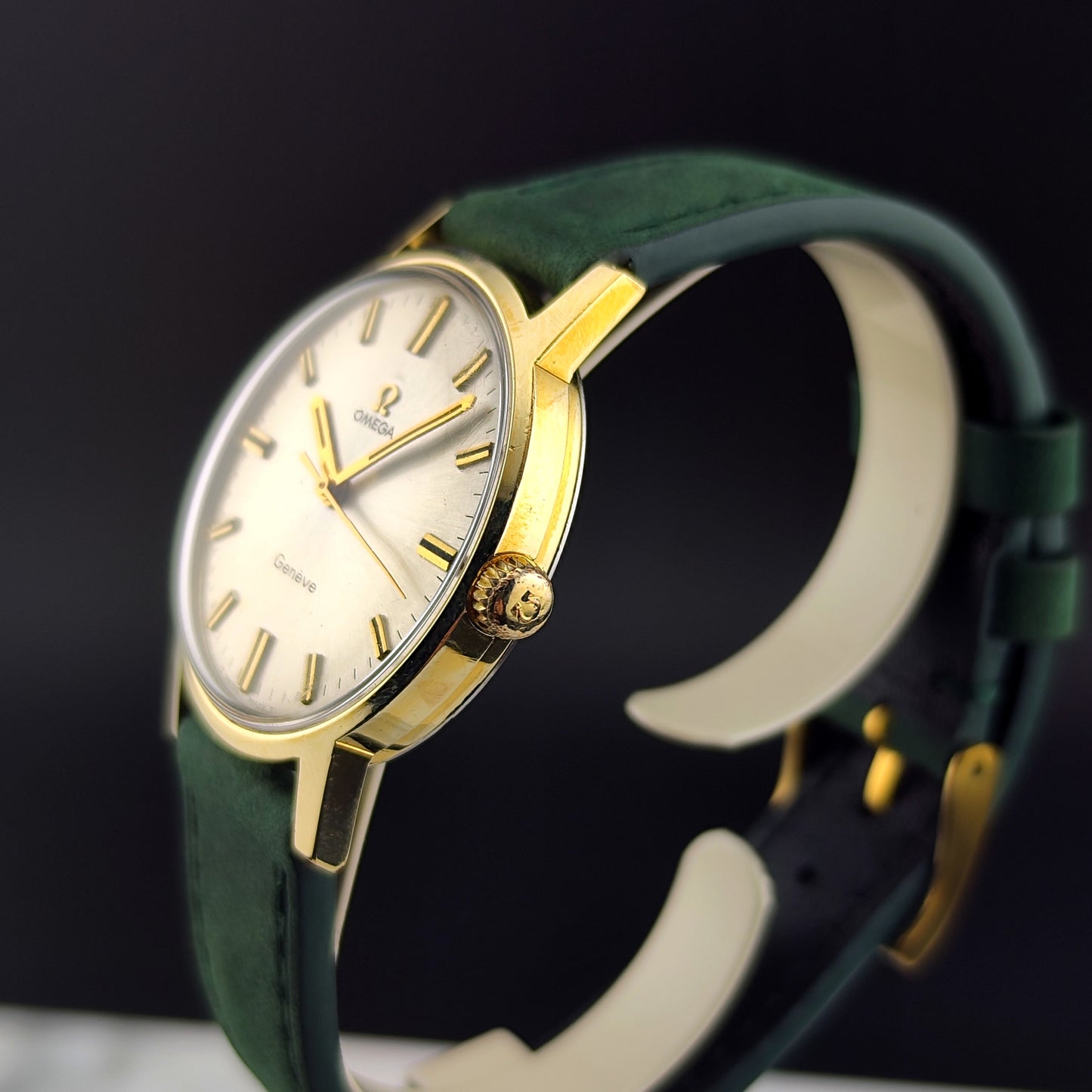 OMEGA Genéve Gold White Dial Green Strap Mint+ Serviced [REF. 135.070]