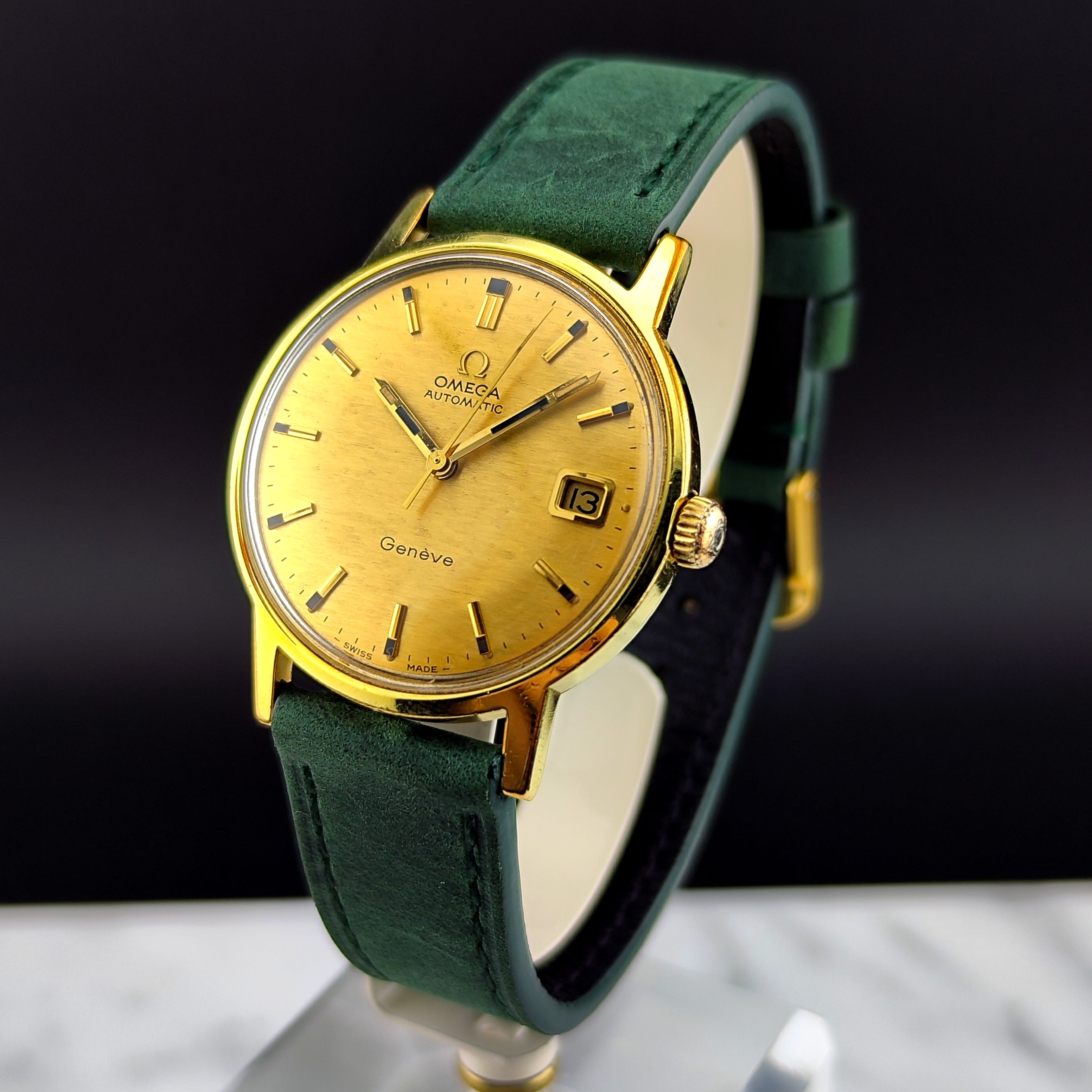 OMEGA Genève Gold Automatic Rare Mosaic Dial – Ref. 166.070