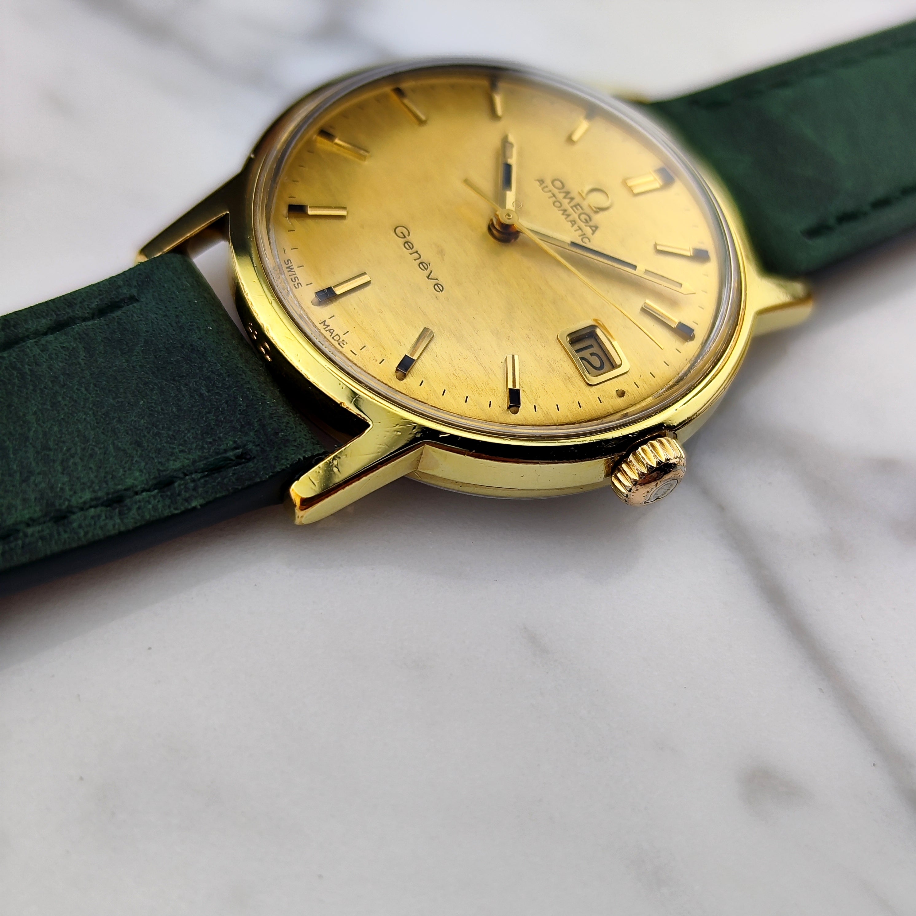 OMEGA Genève Gold Automatic Rare Mosaic Dial – Ref. 166.070