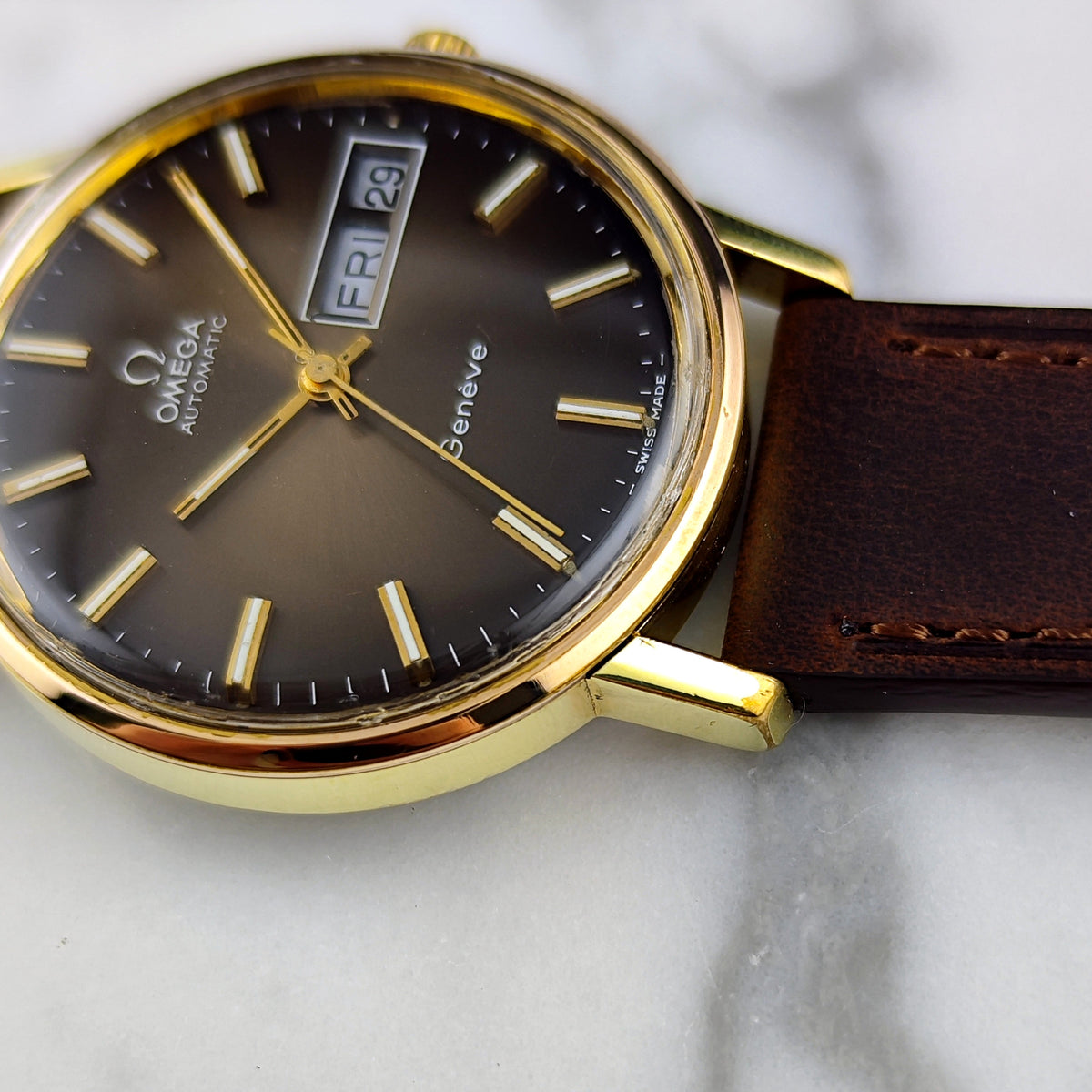 Omega Genéve Gold Day-Date Brown Dial 1972 Serviced 10/2026 – Bild 10