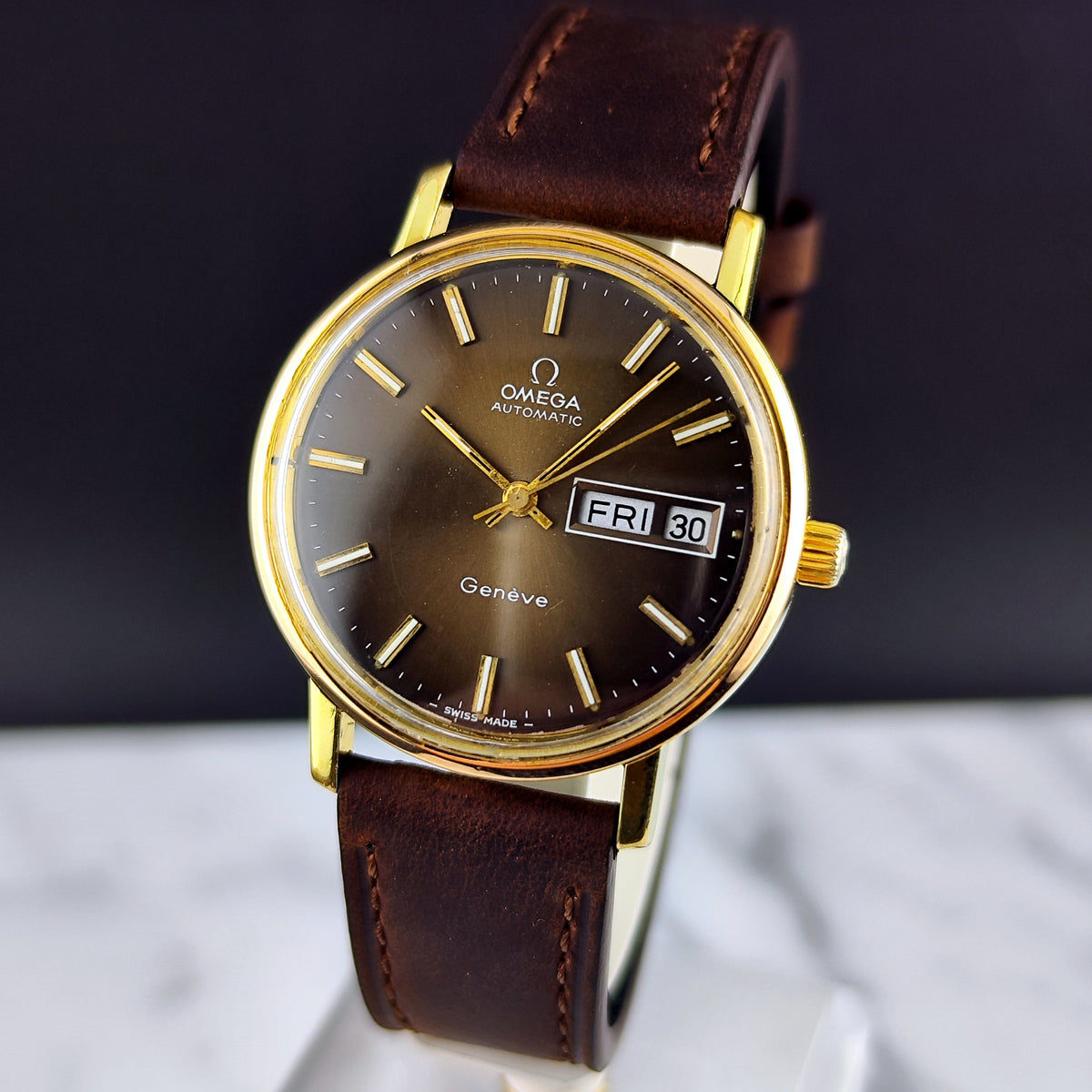 Omega Genéve Gold Day-Date Brown Dial 1972 Serviced 10/2026 – Bild 14