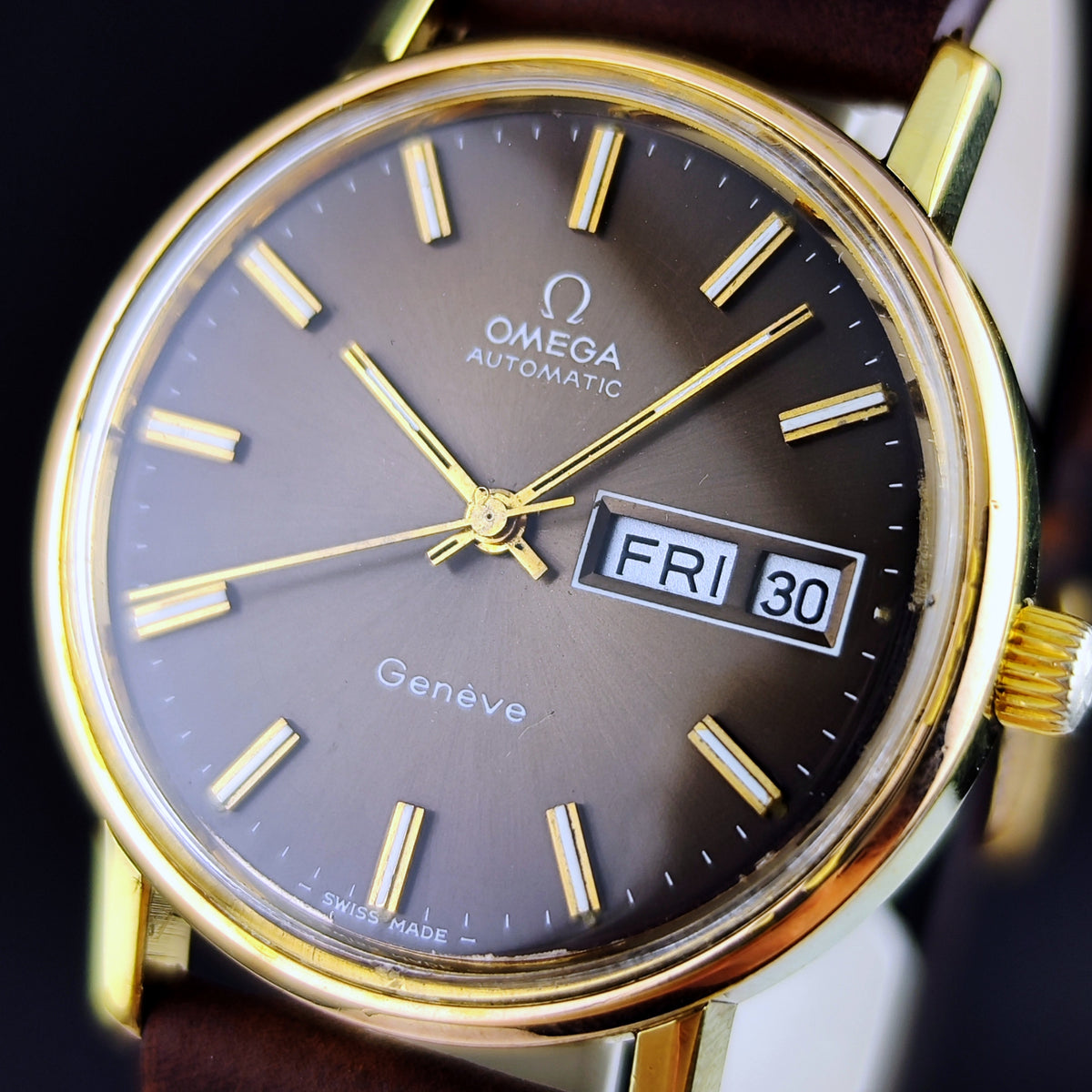 Omega Genéve Gold Day-Date Brown Dial 1972 Serviced 10/2026 – Bild 17