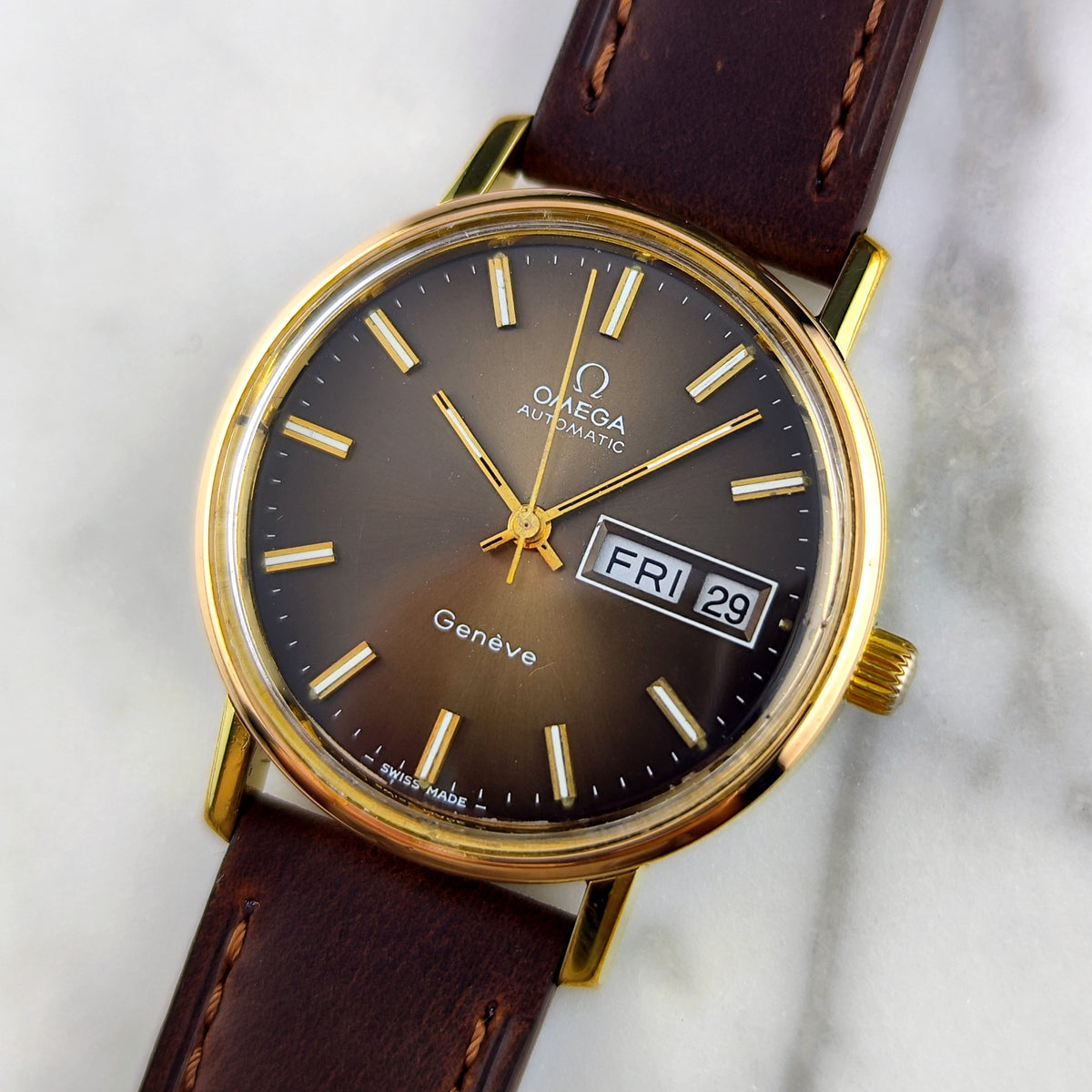 Omega Genéve Gold Day-Date Brown Dial 1972 Serviced 10/2026 – Bild 7