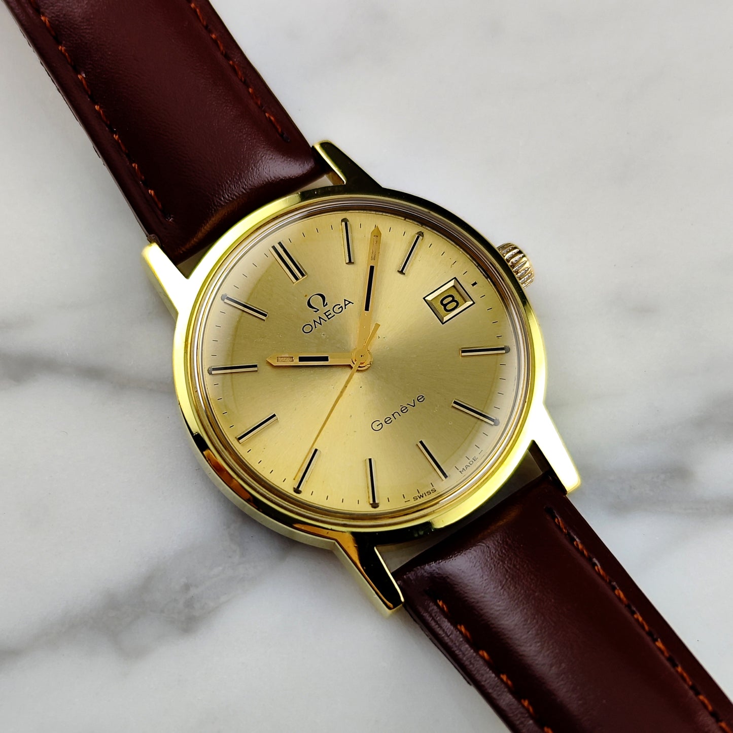 OMEGA Genéve Gold Dial Date 1972 Serviced 03/2026 [REF. 136.0104]