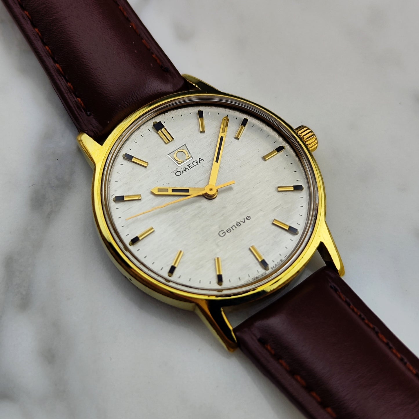 OMEGA Genéve Gold Rare Mosaic Dial White 1970 [REF. 135.070]