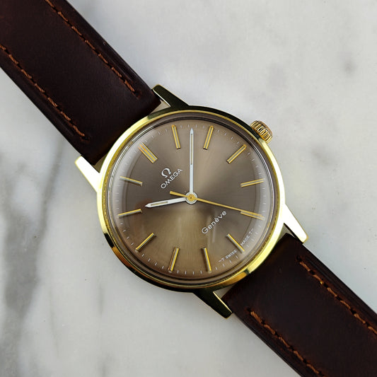 Omega Genéve Gold Super Rare Brown Dial with Box 1970 Serviced 07/2026 [REF. 135.070]