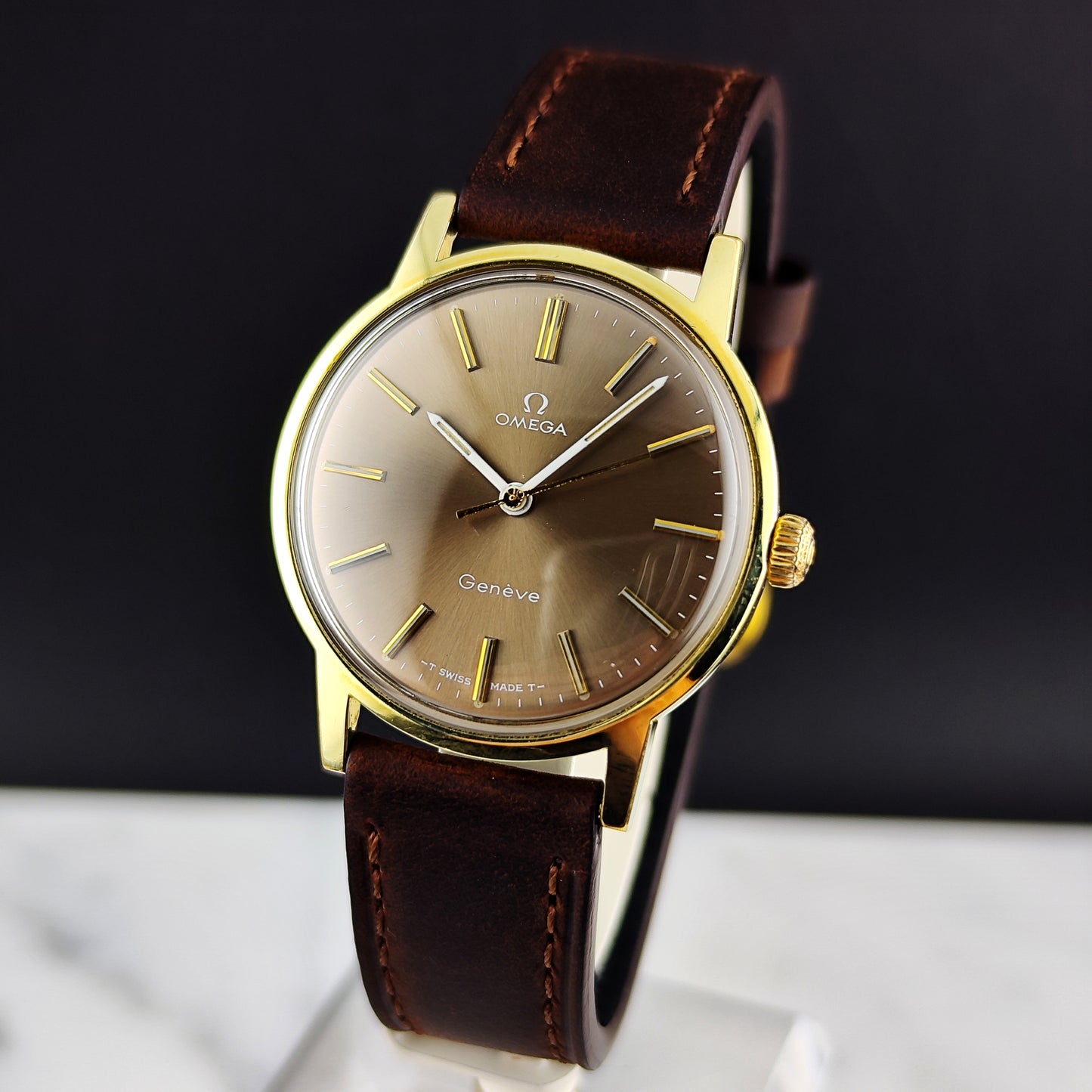 Omega Genéve Gold Super Rare Brown Dial with Box 1970 Serviced 07/2026 [REF. 135.070]