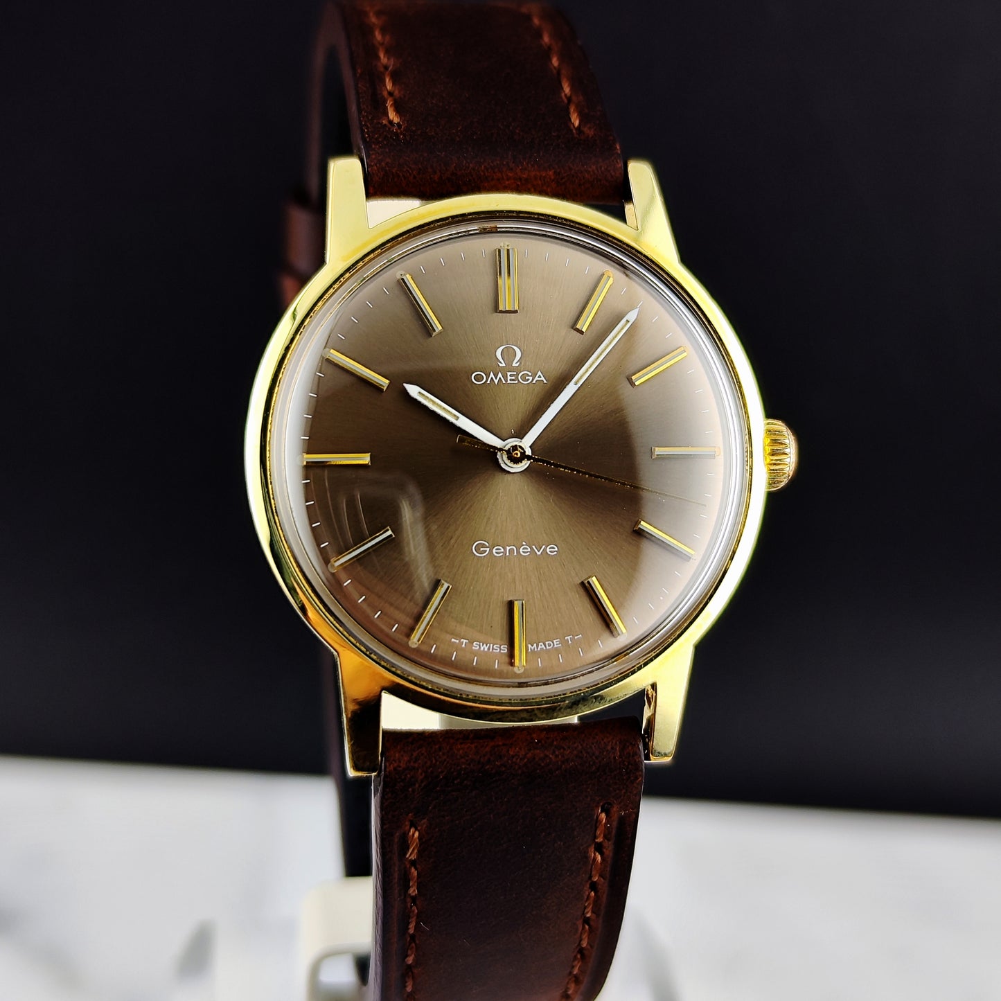 Omega Genéve Gold Super Rare Brown Dial with Box 1970 Serviced 07/2026 [REF. 135.070]