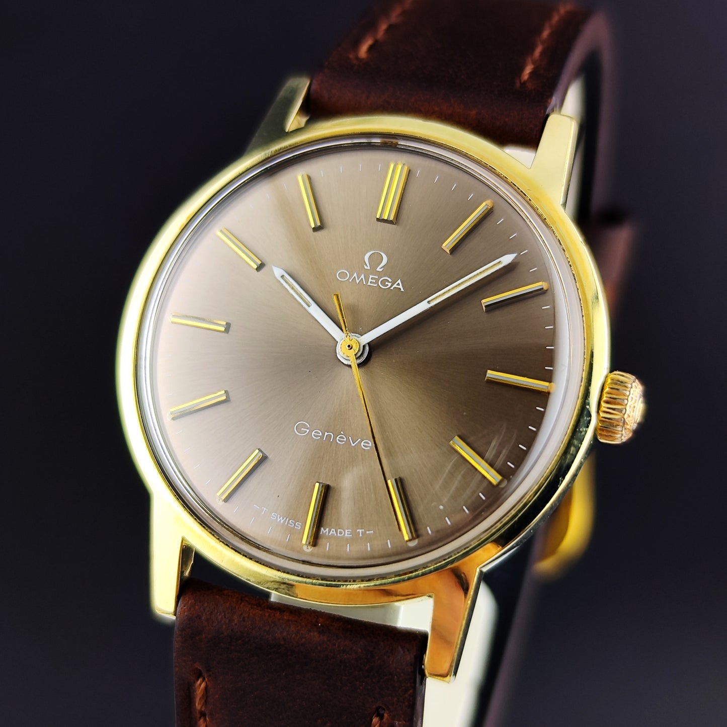 Omega Genéve Gold Super Rare Brown Dial with Box 1970 Serviced 07/2026 [REF. 135.070]