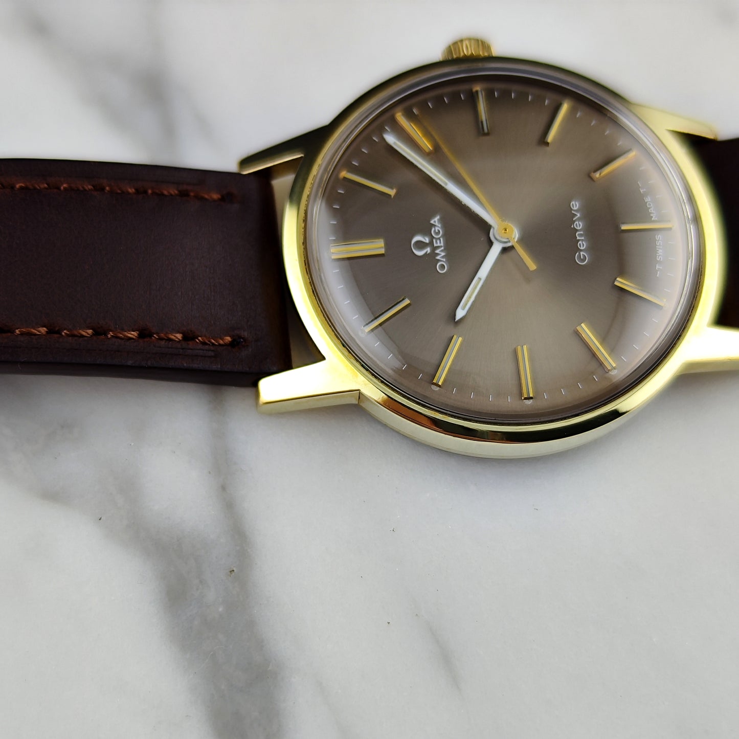Omega Genéve Gold Super Rare Brown Dial with Box 1970 Serviced 07/2026 [REF. 135.070]