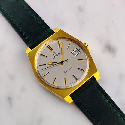 OMEGA Genève Gold White Dial Green Strap 1972 Serviced 05/2026 [REF. 136.0049]