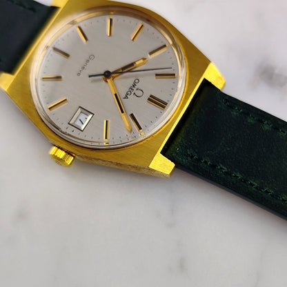OMEGA Genève Gold White Dial Green Strap 1972 Serviced 05/2026 [REF. 136.0049]