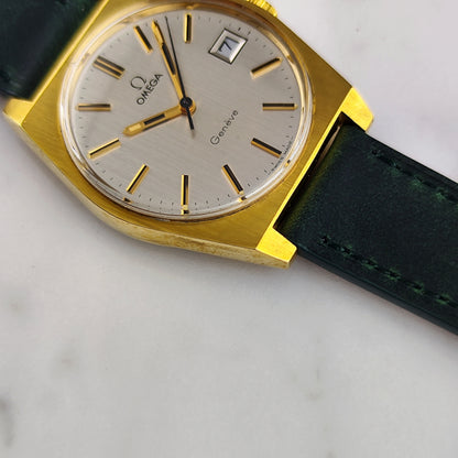 OMEGA Genève Gold White Dial Green Strap 1972 Serviced 05/2026 [REF. 136.0049]