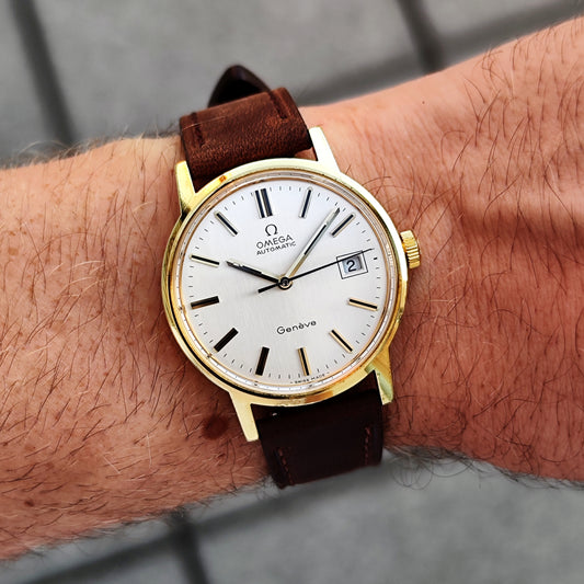 Omega Genéve Gold White Linen Dial 1972 Serviced 07/2026 [REF. 166.0098]