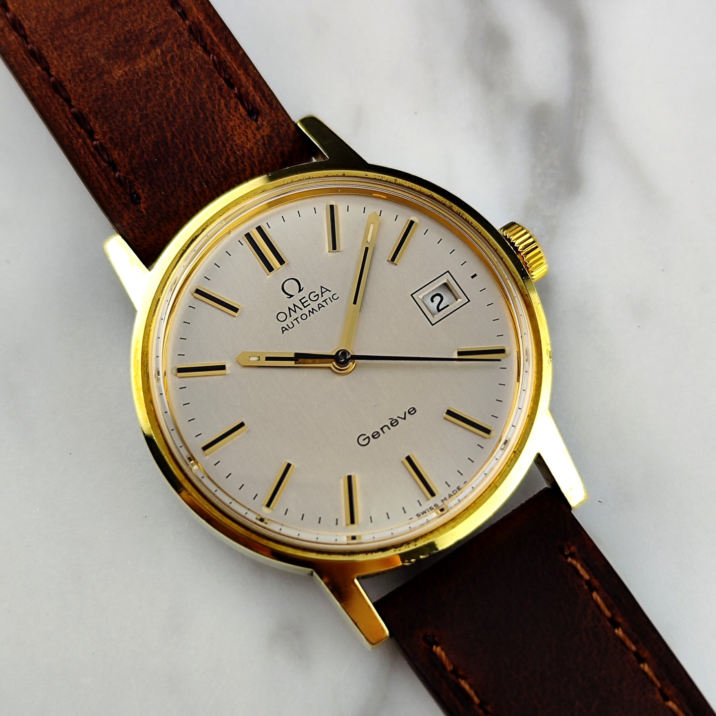 Omega Genéve Gold White Linen Dial 1972 Serviced 07/2026 [REF. 166.0098]
