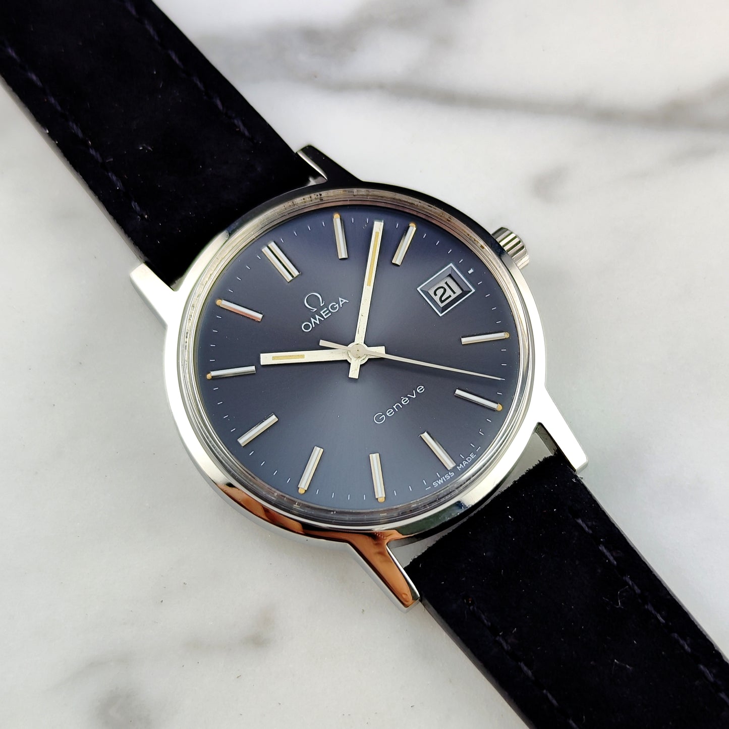OMEGA Genéve Rare Blue/Grey Dial 1974 Serviced 06/2026 [REF. 136.0104]