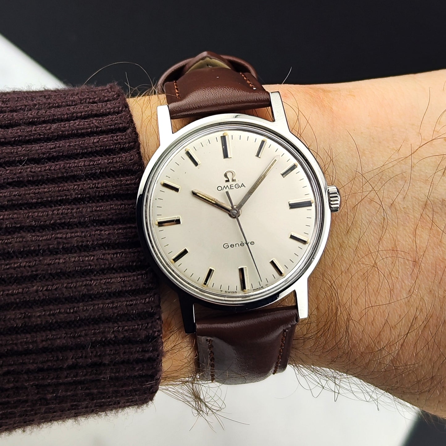 OMEGA Genéve Silver Date Mint Serviced Signed Crystal [REF. 135.070]