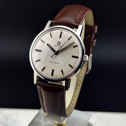 OMEGA Genéve Silver Date Mint Serviced Signed Crystal [REF. 135.070]