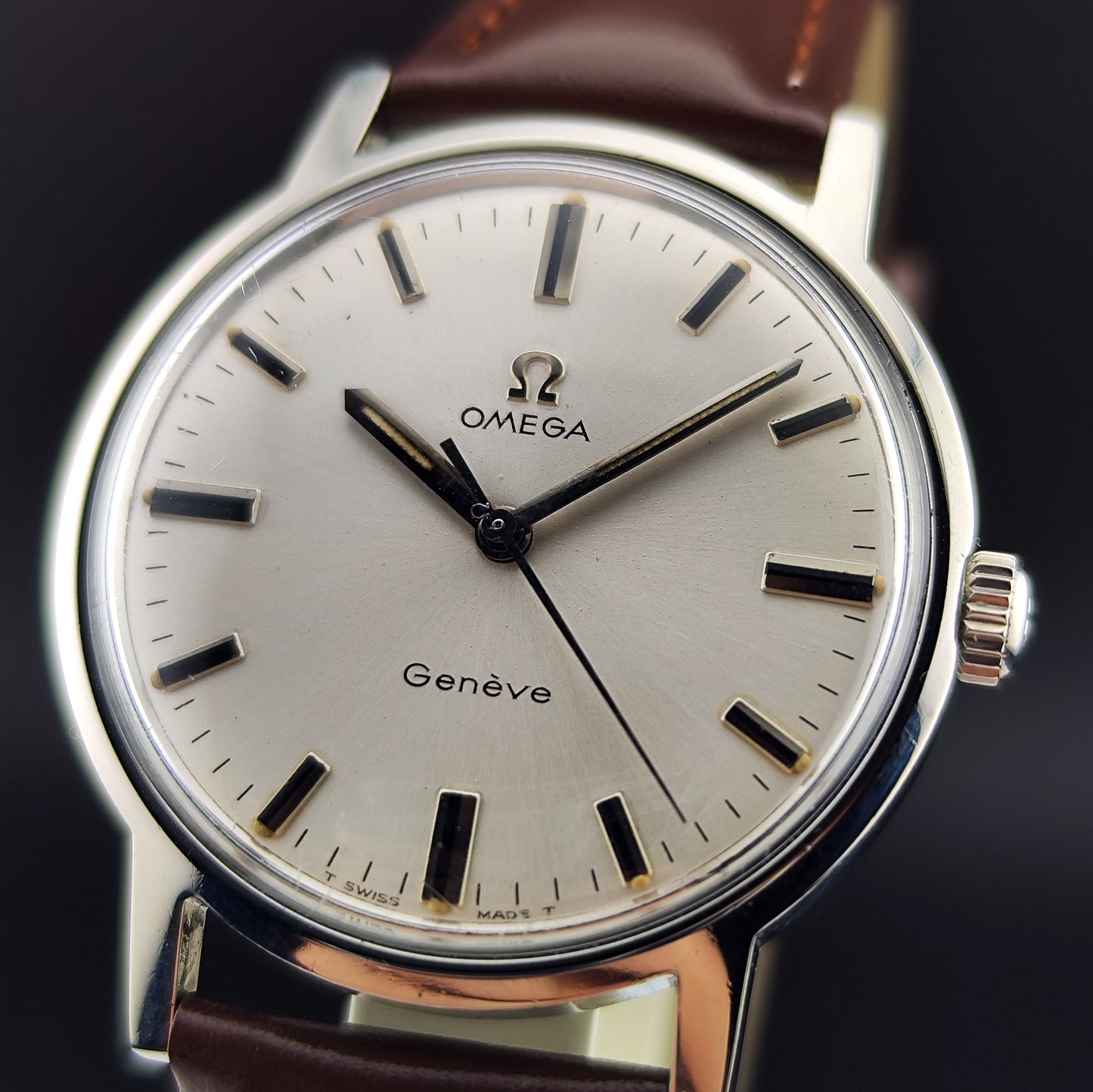 OMEGA Genéve Silver Date Mint Serviced Signed Crystal [REF. 135.070]