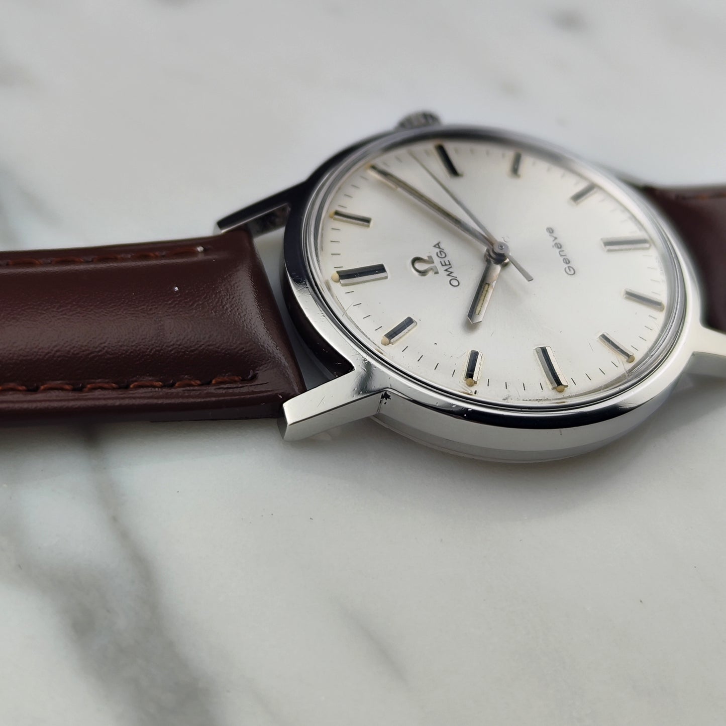 OMEGA Genéve Silver Date Mint Serviced Signed Crystal [REF. 135.070]