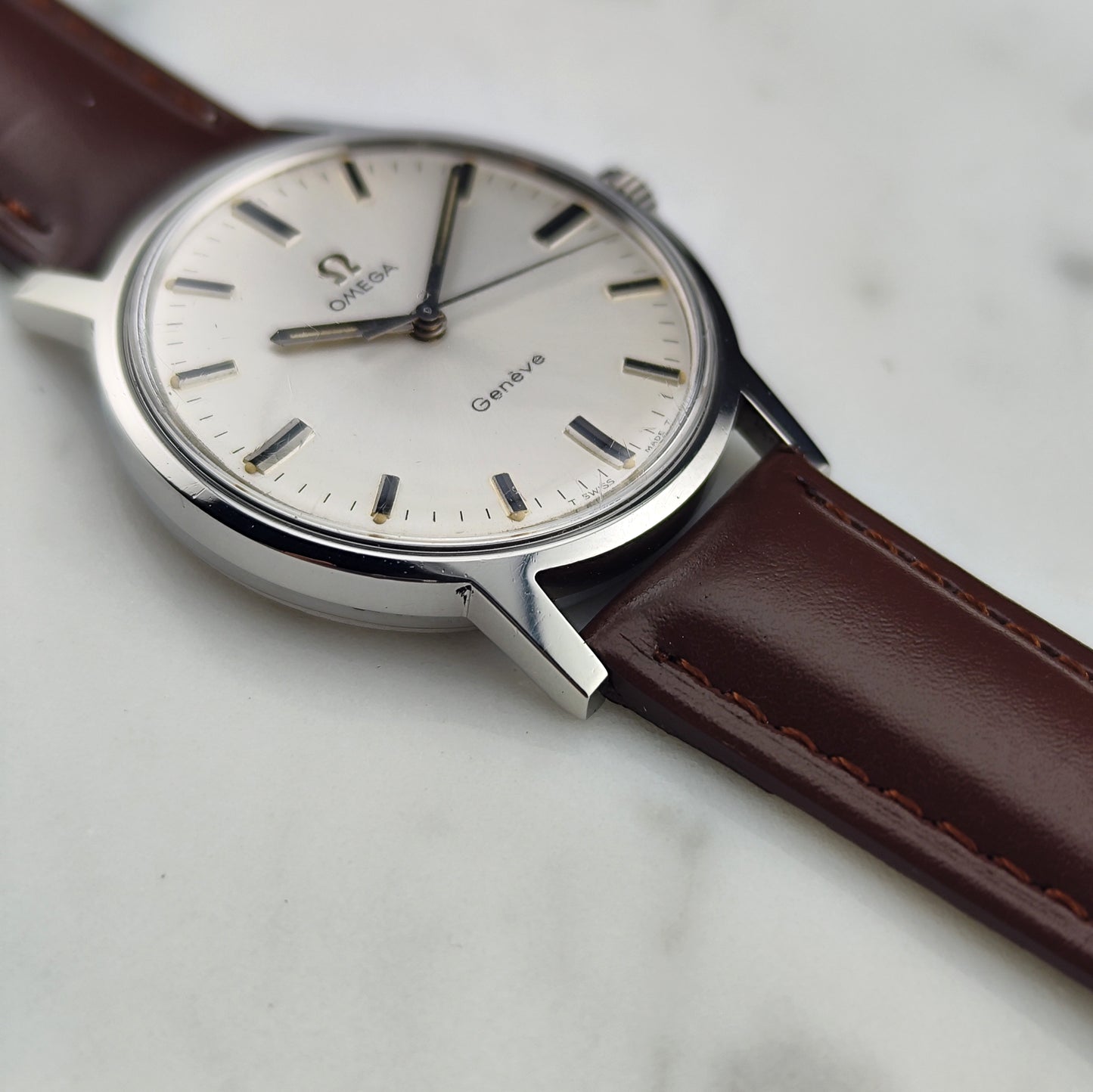 OMEGA Genéve Silver Date Mint Serviced Signed Crystal [REF. 135.070]