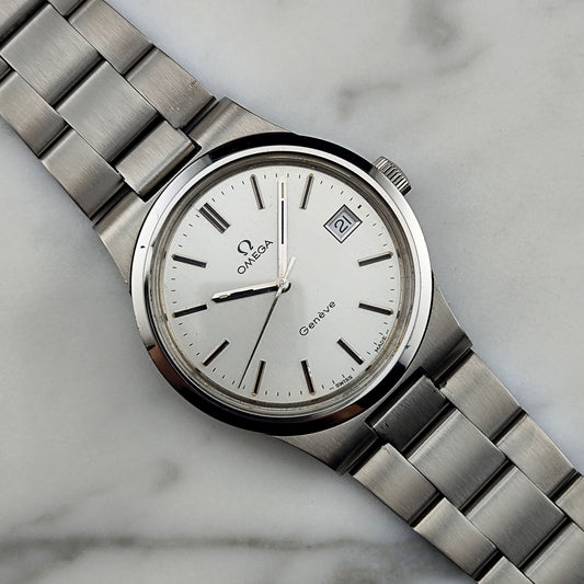 OMEGA Genève Steel Bracelet Omega Signed Crystal [REF. 136.0103]