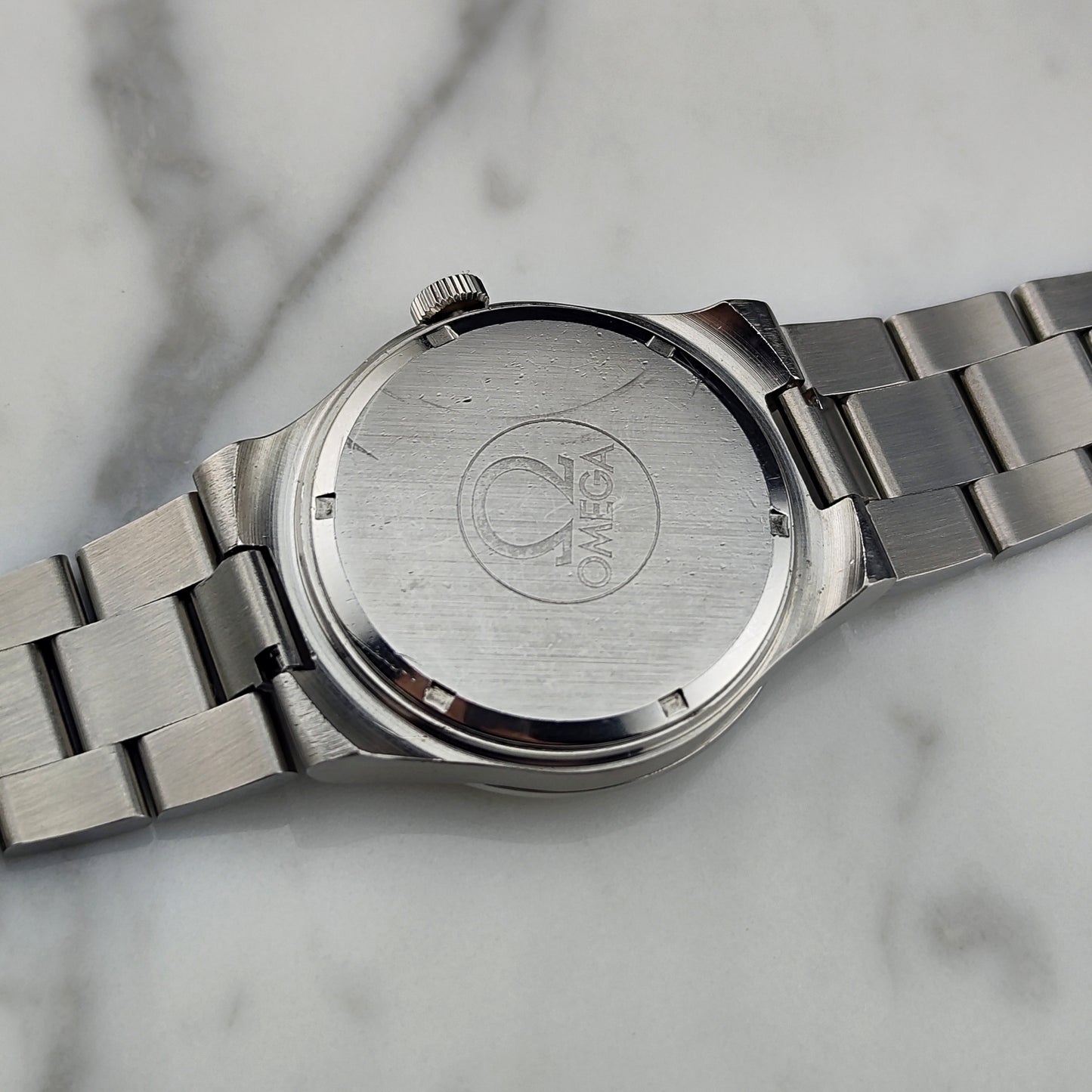 OMEGA Genève Steel Bracelet Omega Signed Crystal [REF. 136.0103]