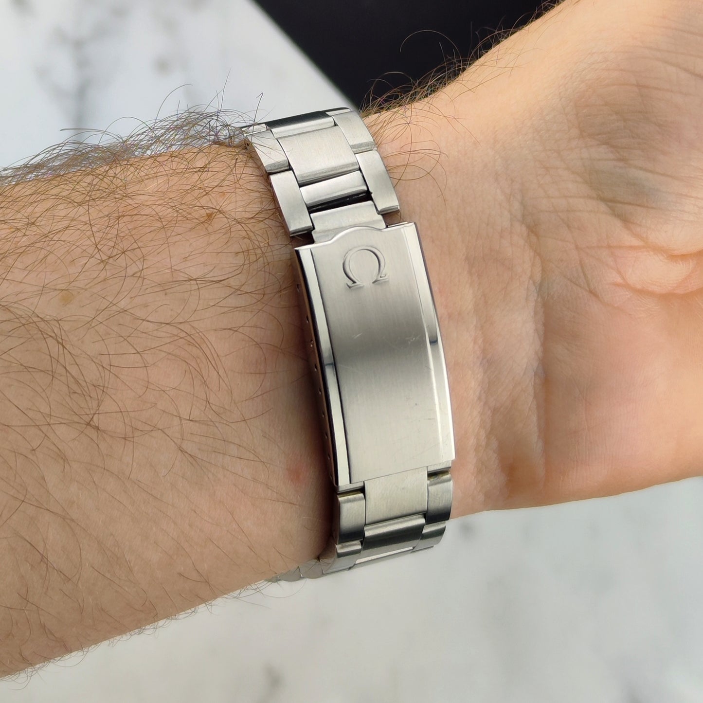 OMEGA Genève Steel Bracelet Omega Signed Crystal [REF. 136.0103]