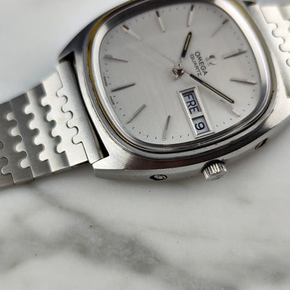 Omega Genéve Steel Quartz Silver Dial Rare German Day-Date 1973 [REF. 196.0066]