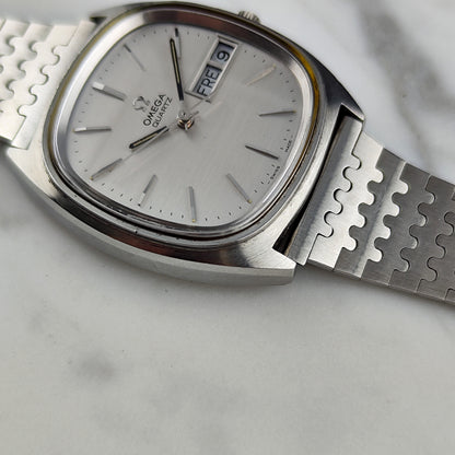 Omega Genéve Steel Quartz Silver Dial Rare German Day-Date 1973 [REF. 196.0066]