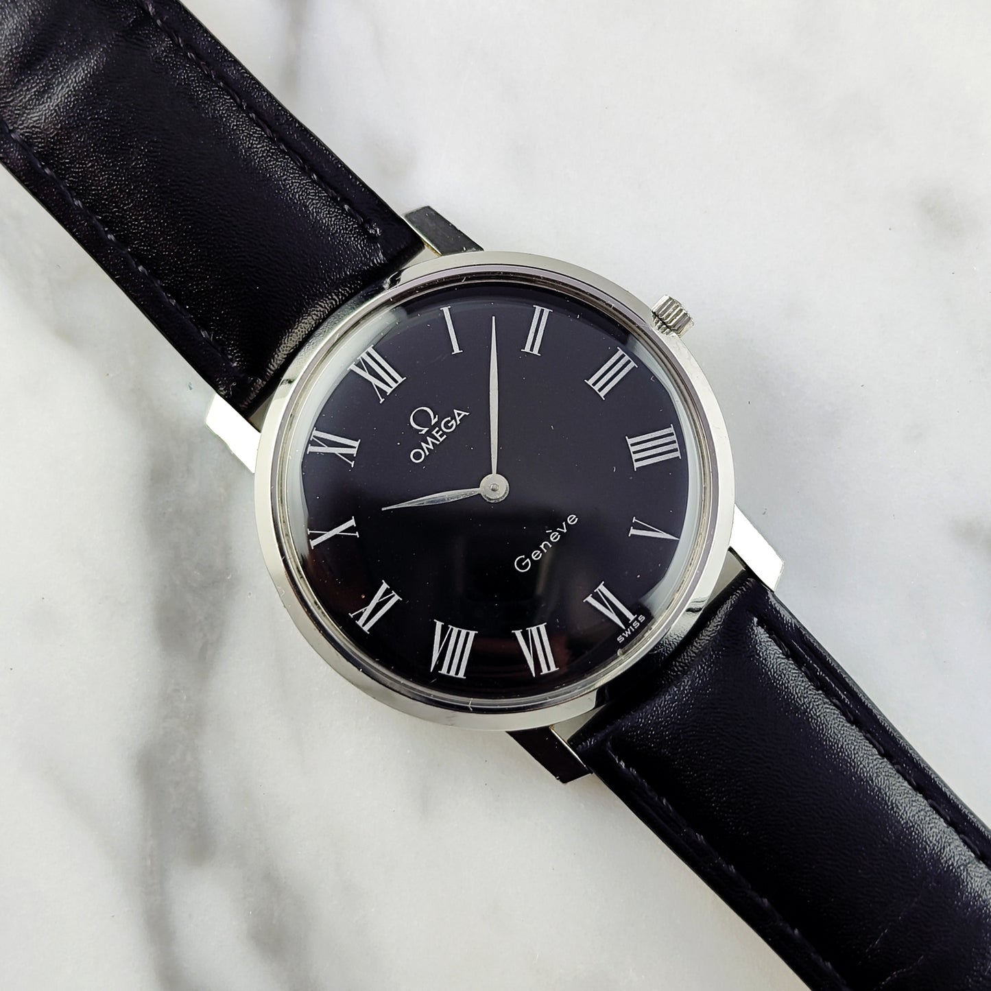 OMEGA Genéve Super Rare Black Roman Dial 1973 [REF. 111.0108]
